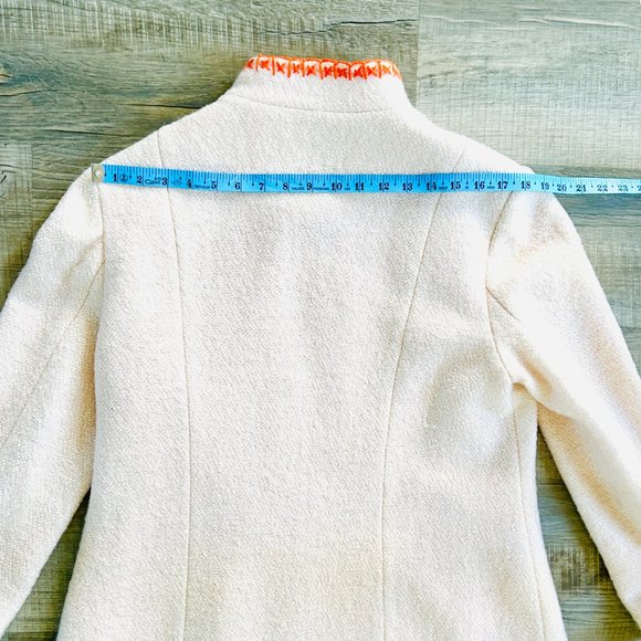 Sail to Sable Hand-Embroidered Boucle Zip Coat in Creme (size L) - Picture 12 of 14